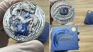 STARBURST AMPHITHERE Dragonology 2 Oz Silver Coin 2000 Francs Cameroon 2023 [upl. by Downing432]