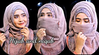 Everyday formal hijab and niqab style with crinkle hijabStep By Step Sanji Da💙 [upl. by Itoyj]