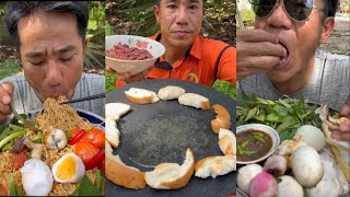 ASMR VANLONG VLOGS EATING SHOW yummy food mukbang ngontinhhay yellownoodlesoup babyeggs [upl. by Heyes]