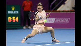 2018 Qatar Total Open Quarterfinals  Simona Halep vs CiCi Bellis  WTA Highlights [upl. by Isyad276]