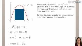 Afgeleide Optimaliseren oppervlakte bij grafiek  Wiskunjeleren [upl. by Bickart829]