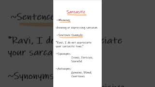 Sarcastic Meaning  English Vocabulary Words with Meaning in Hindi  Improve English Vocabulary [upl. by Nonnag]