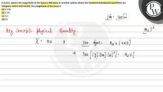 In CGS system the magnitude of the force is 100 dyne In another system where the fundamental [upl. by Heida780]