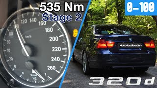 BMW 320d STAGE 2 TUNE  0100 KMH ACCELERATION [upl. by Sidman]