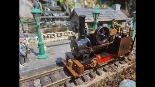 Saturdays goods services at Tyler Falls an sm32 16mm scale garden railway [upl. by Leno]