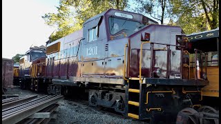 DURANGO amp SILVERTON Narrow Gauge diesel locomotives 1201 amp 1202 sit in Durango CO yard [upl. by Yenffit]