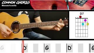 Massachusetts  Bee Gees  EASY GUITAR CHORDS  Common Chords [upl. by Ayekan]