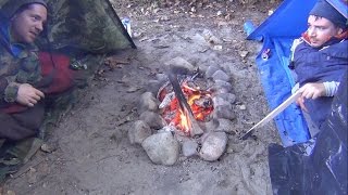 Tarp Camping with Wool Blanket and Fire [upl. by Lux]