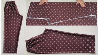 Very Easy Pant Trouser Cutting and Stitching Pant Cutting and Stitching  Palazzo Pant [upl. by Rekrap609]