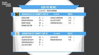 Ashington CC County Cup X1 v Newcastle CC County Cup X1 [upl. by Eniretac]