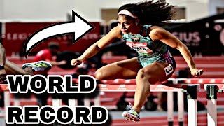 EPIC Tia Jones Equaled 60m Hurdles World Record at USA Indoors [upl. by Nibaj887]