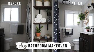 EASY Small Apartment Bathroom Makeover Renter Friendly [upl. by Htidra]