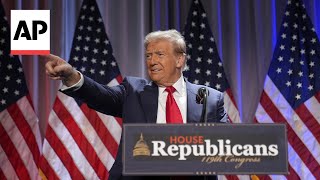 Trump tells House Republicans its nice to win during visit to Washington [upl. by Braeunig884]