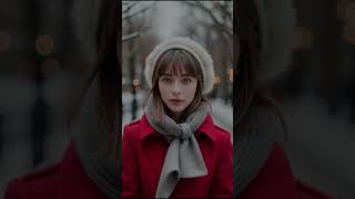 Red Peacoat amp Fluffy Earmuffs stylingbook fashionshow winter coat [upl. by Nemraciram]