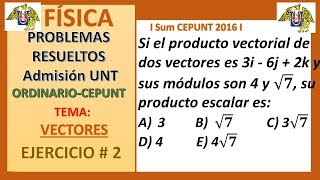 EXAMEN DE ADMISIÓN UNT  problemas resueltos de FÍSICA  ORDINARIO Y CEPUNT VECTORESejercicio 2 [upl. by Uno305]