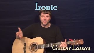 Ironic Alanis Morissette Easy Guitar Lesson Strum Chord How to Play Tutorial Capo 4th [upl. by Haorbed]