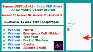 All SAMSUNG Galaxy FRP Android 9101112 via FREE SamsungFRPTool v16  No Emergency call  0 [upl. by Procter551]