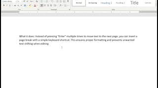Use Ctrl  Enter to Quickly Insert a Page Break [upl. by Yekcir746]