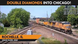 Rochelle Illinois USA  Virtual Railfan LIVE [upl. by Iffar]