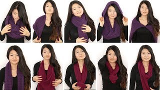 10 Ways to Wear an Infinity Circle Scarf  Eva Chung [upl. by Arykahs]