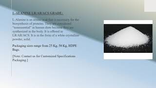 LAlanine Reagent Grade by CHOICE ORGANOCHEM LLP from Hyderabad [upl. by Leake]