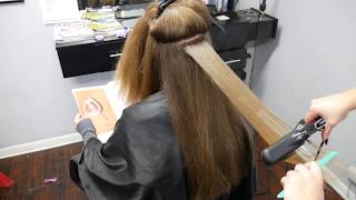 ASMR Hairstyling Straightening Long Beautiful Hair frizzy to straight [upl. by Ennaillek]