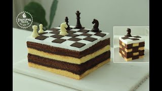 Checkmate Cotton Soft Checkerboard Cake  Vanilla Sponge Cake  Chocolate Sponge Cake Recipe [upl. by Koerner100]