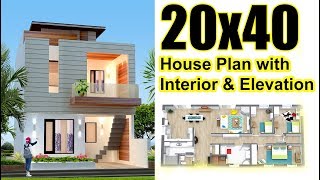 20x40 House plan with Interior amp Elevation 2019 [upl. by Cinemod633]