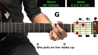 Wonderful Tonight by Eric Clapton Easy Guitar Strumming Tutorial for Beginners [upl. by Emmery]