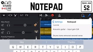 How to use the NOTEPAD in GarageBand iOS iPadiPhone [upl. by Madelyn]