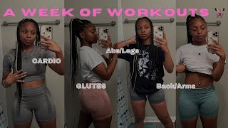 WEEK OF WORKOUTS 🏋🏽‍♀️  my gym routine 4 day workout split [upl. by Anivle]