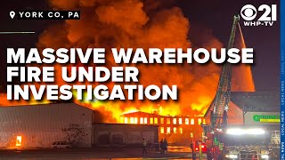 Massive fire destroys old furniture factory in Stewartstown PA Fire Marshal investigating [upl. by Bazluke]