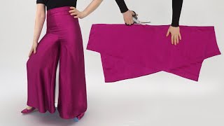 Only 1 Meter🌺 Very Easy Palazzo Pants Cutting and Stitching SUPER METHOD [upl. by Nye777]