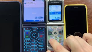 Moto Razr 40 Ultra Retro Razr Mode vs Razr V3 Outgoing Calls  Samsung S23 amp iPhone 7 Incoming Call [upl. by Yllet470]