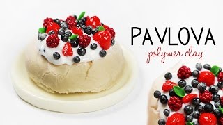 polymer clay Pavlova Cake tutorial  polymer clay food [upl. by Nalorac]