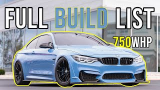 FULL 750WHP F82 M4 BUILD LIST [upl. by Howey]