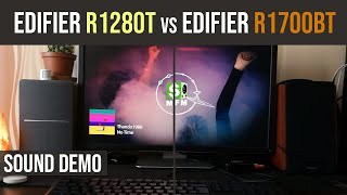 Edifier R1280T vs Edifier R1700BT Sound demo [upl. by Ydolem]