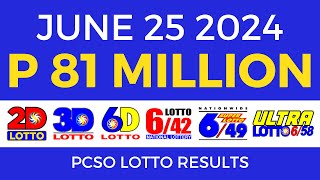 Lotto Result Today 9pm June 25 2024  PCSO Complete [upl. by Niliac]