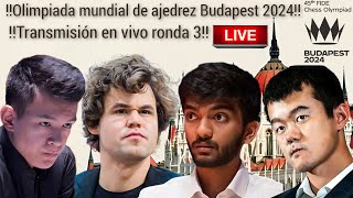 OLIMPIADA MUNDIAL DE AJEDREZ BUDAPEST 2024🔥 CARLSEN DING GUKESH🔥TRANSMISIÓN EN VIVO RONDA 3📽️ [upl. by Perpetua]