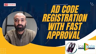 How to do AD code Registration in Icegate  ICEGATE AD Code Registration [upl. by Lilli]