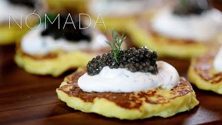 TASTE NÓMADA  Potato Blini Appetizers Topped With Caviar [upl. by Shamrao715]