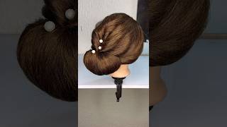 Easy bun hairstyle hairstyletutorials bunhairstyleforwedding buntutorial buntricks shortsfeed [upl. by Engel]