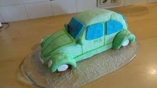 VW Käfer Kuchen  VW Beetle Cake with English Subtitles [upl. by Ebbie]