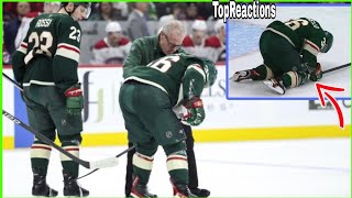 Wilds Mats Zuccarello LowerBody Injury 🔴 Exit Game After Blocking Shot [upl. by Kotto498]