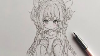 Easy Anime Drawing  How to draw anime girl  Anime Girl Art [upl. by Fosdick]