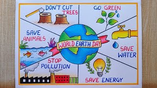 Earth Day drawing World Earth Day Poster drawing Save earth drawing Save Environment Poster [upl. by Ahseila]