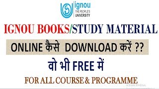 HOW TO DOWNLOAD IGNOU BOOKSSTUDY MATERIAL ONLINE FOR FREE  COMPLETE PROCESS STEP BY STEP [upl. by Tripp]