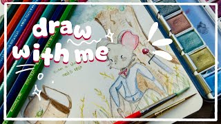 Let’s paint a cozy spread and fill a page in my sketchbook Watercolor and mix media process [upl. by Dinny]