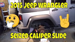 2015 Jeep Wrangler Seized Caliper Slide [upl. by Bastien702]