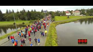 Reykjavik marathon 2014  Aerial view of the half marathon and marathon runners [upl. by Hakceber347]